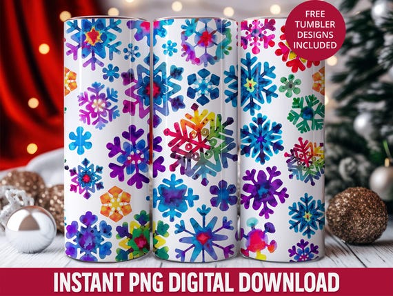 Snowflake 20oz Skinny Tumbler Sublimation Design, Snowflake 20oz Seamless Tumbler Wrap, Christmas Snow Seamless Digital Png Wrap Download