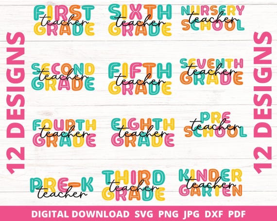 School Svg Bundle, School Grade Png, All Grades Svg, Grade Svg Bundle, School Designs, School Sublimation, Digital File, Cricut Cut Files