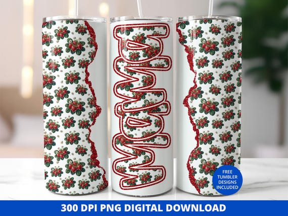 Strawberry Mama Tumbler Wrap PNG, 20 oz Skinny Tumbler sublimation, Mother's Day Digital download, Glitter Summer Strawberry tumbler Png