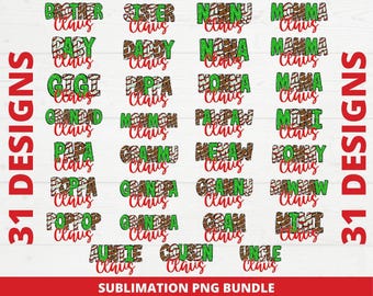 Familie Claus Weihnachten PNG Bundle, Sublimationsentwürfe