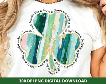 Brushstroke Shamrock PNG, Retro St. Patrick's Day Sublimation DTF Design