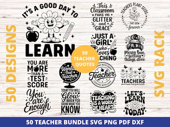 Teacher SVG Bundle, School Quote, Classroom Decor (Digital Files)