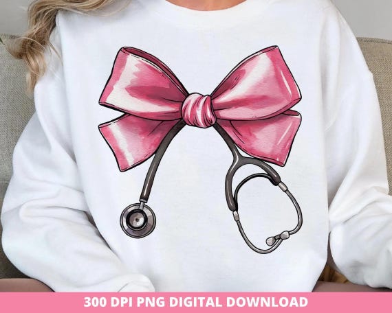 Nurse Coquette Bow Stethoscope PNG, Sublimation Design (Digital Download)