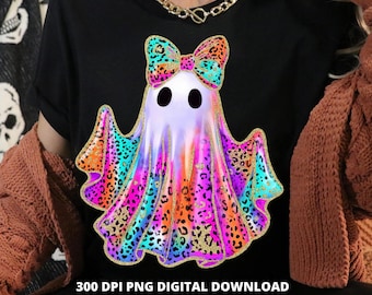 Glitter Coquette Ghost PNG, Retro Halloween Design (Digital Download)
