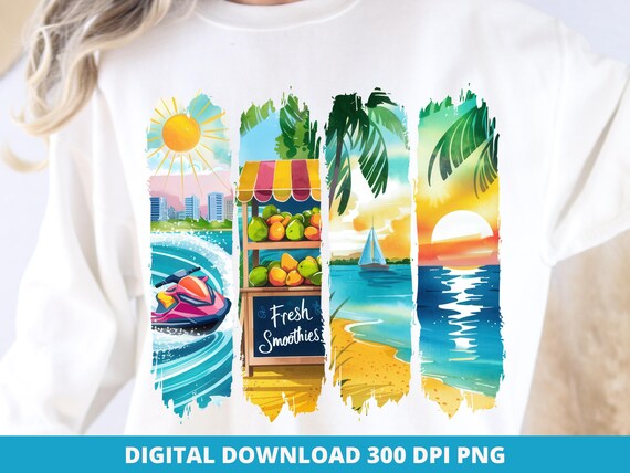 Tropical Beach Png Sublimation, Summer Brushstroke Png, Trendy Summer Sublimation, Summer Shirt Design, Beach Brushstroke Png, DTF, UVDTF