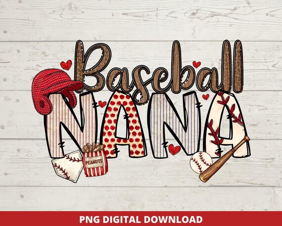Leopard Baseball Nana PNG, Sublimation Design (Instant Download)