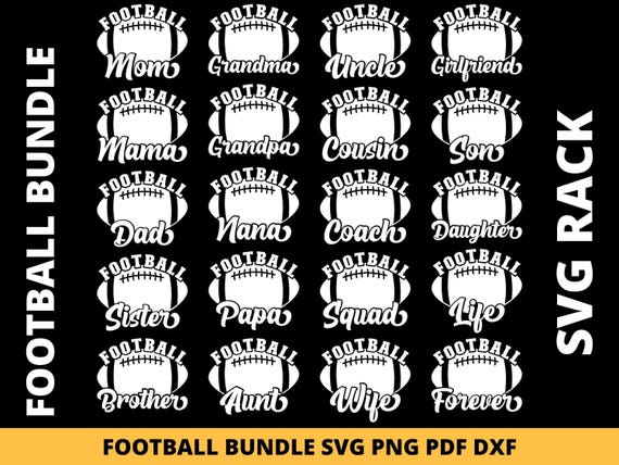 Family Football SVG Bundle, Mom Dad Sister Grandma PNG, Cricut (Digital Download)