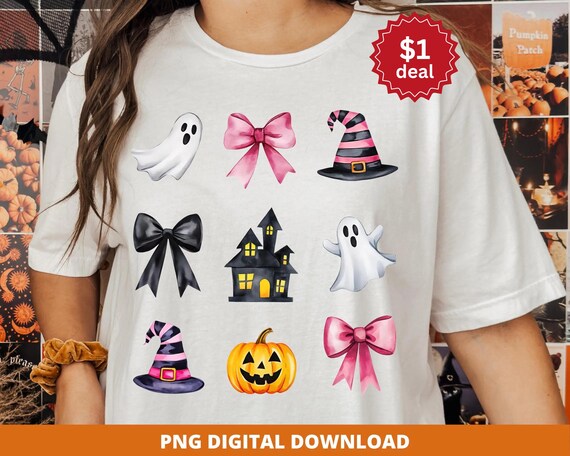 Coquette Halloween PNG, Pink Coquette Bows, Cute Halloween Design, Trendy Sublimation Png, Pink Spooky Vibes Png, Cute Ghosts, 3x3 Design