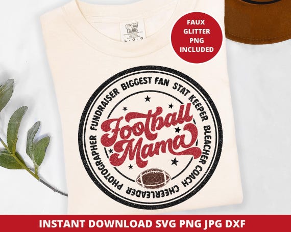 Retro Football Mama SVG, Game Day Mom Shirt Design (Digital Download)