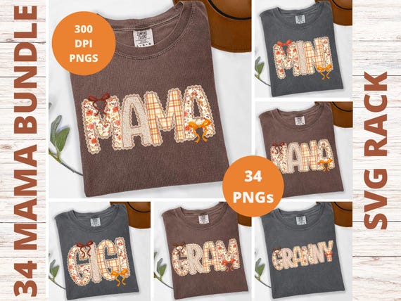 Floral Lace Mama PNG Bundle: Cottagecore Autumn Sublimation (Digital Download)