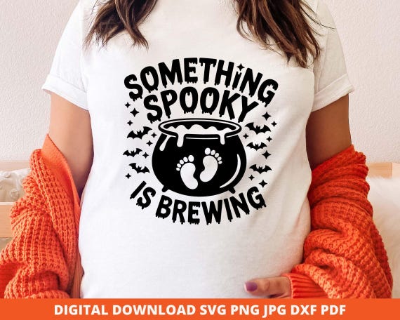 Spooky Brewing Baby Announcement SVG, Halloween Pregnancy Png (Digital Download)