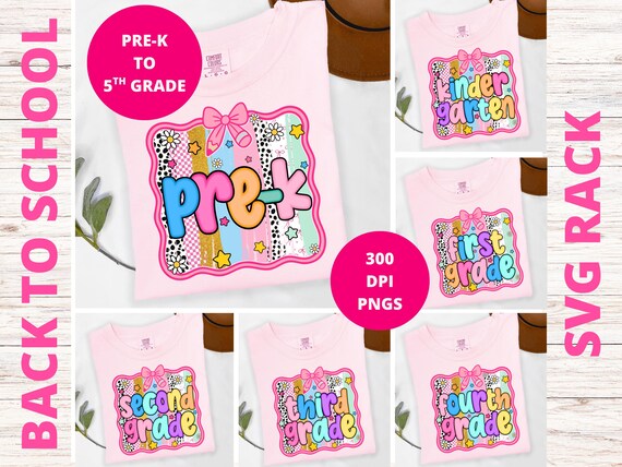 Preppy Back To School PNG Bundle, Coquette Teacher Shirt Design, First Day Of School Shirt, Sublimation PNGs, Girl Back To School Clipart