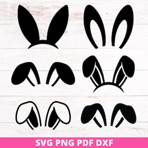 Osterhasenohren SVG Bundle, Kaninchen-Schnittdateien (svg, png, pdf, dxf)