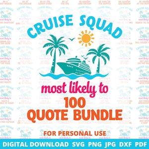Pacote de arquivos SVG "Esquadrão de Cruzeiros", com frases engraçadas sobre cruzeiros que combinam perfeitamente, arquivo de corte para Cricut e Silhouette.