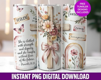 Boho Blumen Sprüche 31: 25 20 Unzen Tumbler Wrap Sublimation PNG