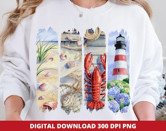 Coastal Beach Sublimation Design, Summer Brushstroke Png (Digital Download)