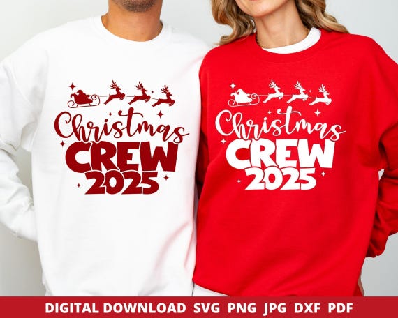 Christmas Crew 2025 SVG, Matching Family PJs (Digital Files)