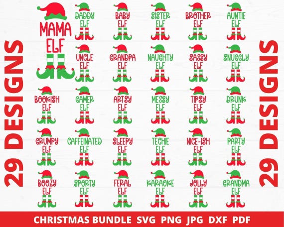 Christmas Elf Family SVG Bundle, Matching Pajama Cut File