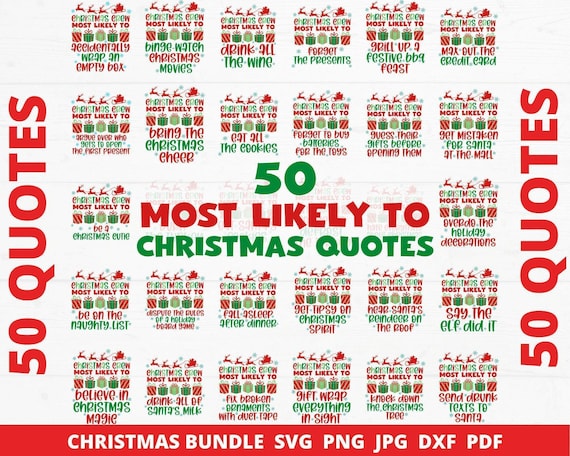 Funny Christmas Crew SVG Bundle, 'Most Likely To' Quotes (PDF)