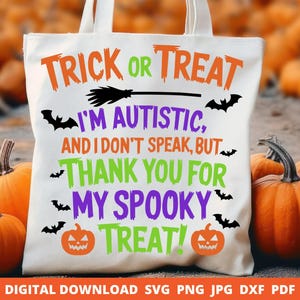 Halloween nicht verbaler Autismus Süßes oder Saures Halloween Png, Halloween Schild für nicht sprechende Kinder, Autismus-Halloween-Tasche