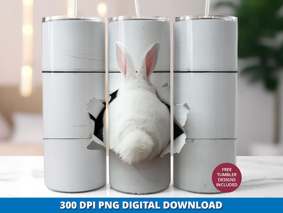 Easter Bunny Tumbler Wrap PNG, Spring Sublimation Design (Digital Download)