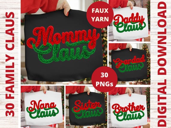 Faux Yarn Christmas PNG Bundle: Family Claus Designs (Digital Download)