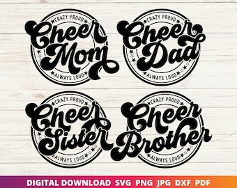 Cheer Family SVG Bundle, Mom Dad Sister Brother, Cricut Silhouette Cut File