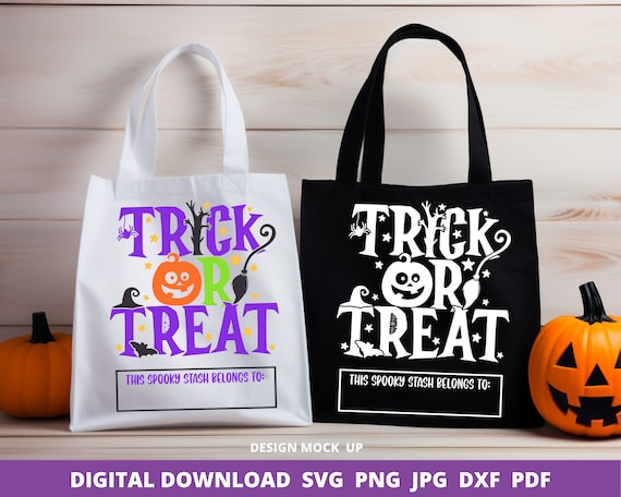 Trick or Treat Candy Bag Svg, Trick Or Treat Svg, Bag Of Treats, Personalized Halloween Bag, Kids Halloween, Custom Name Svg, Cricut File