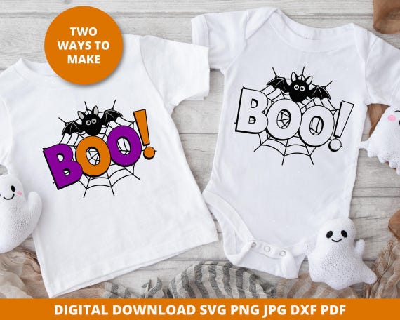 Halloween Svg, Boo Bat SVG, Halloween Baby Shirt Design, Kids Halloween Svg, BOO Svg, Baby Halloween Svg, Spider Web Svg, Png, Jpg, Dxf, Pdf