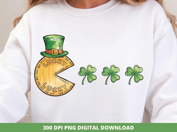 Lucky Shamrock PNG, Funny St. Patrick's Day Retro PNG Design (Digital Download)