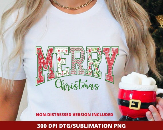Merry Christmas Sublimation, Varsity Merry Christmas Png, Merry Christmas Shirt, Merry Varsity Png, Retro Christmas PNG, Sweatshirt Png, DTG