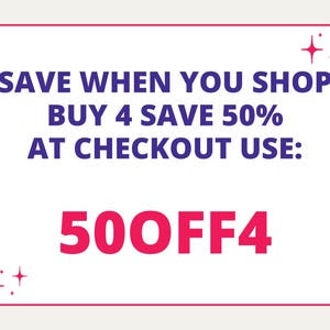 a message that says "SAVE WHEN YOU SHOP BUY 4 SAVE 50% AT CHECKOUT USE: 500OFFF4".