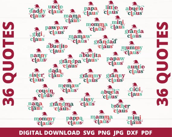 Claus Family SVG Bundle, Santa Claus Bundle, Santa Christmas Bundle, Gigi Claus Christmas Bundle, Matching Family Bundle, Auntie Claus