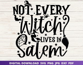 Divertente strega di Halloween in formato SVG, design per maglietta della stagione spettrale (download digitale)