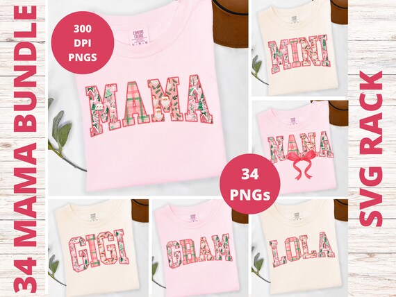 Christmas Mama Shirt PNG Bundle: Plaid Varsity Design (Digital Download)