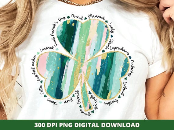 Brushstroke Shamrock Png, Retro Coquette St. Patrick's Png, Lucky Shamrock Sublimation, Lucky Charm Png, Lucky Clover Design, Retro Shamrock