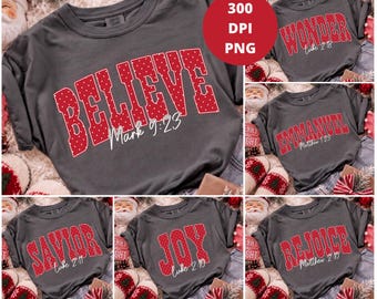 Christmas Polka Dot Bible Verse PNG Bundle, Christian Holiday Sublimation, Faith Based Shirt Designs