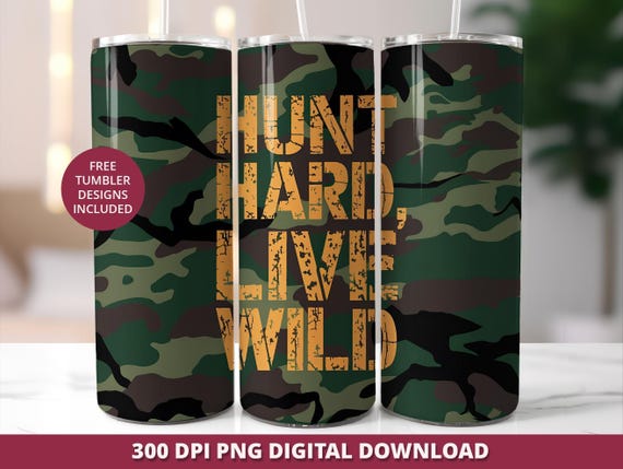 Camouflage Hunting Tumbler Wrap, Seamless 20oz Skinny Sublimation (Digital Download)