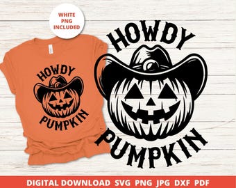 Howdy Pumpkin Cowgirl SVG, Halloween Western Design Cricut Silhouette Cut File