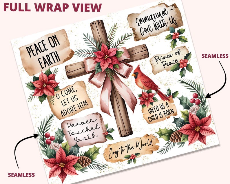 Christian Christmas Tumbler Wrap Png Jesus Tumbler Wrap 20oz Christmas Tumbler Wrap Christian Tumbler Sublimation Wrap Cross Tumbler Wrap image 2