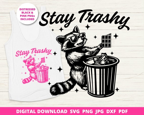 Trash Panda Svg, Stay Trashy Png, Funny Raccoon Svg, Sarcastic Sublimation Design, Funny Animals Svg, Retro Raccoon Trendy Svg, Cricut File