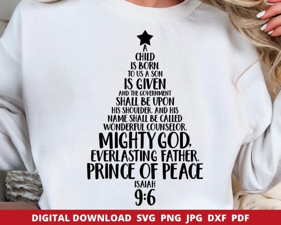 Isaiah 9:6 Christmas Bible Verse SVG, PNG, Cricut (Digital Download)