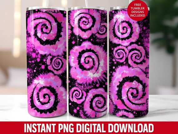 Pink Spiral Tie Dye Tumbler Wrap: 20oz Skinny Sublimation (Digital Download)