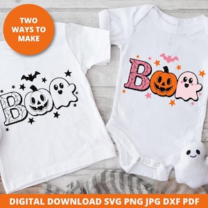 Boo Ghost Halloween SVG, Spooky Design Cricut Silhouette Cut File image 1