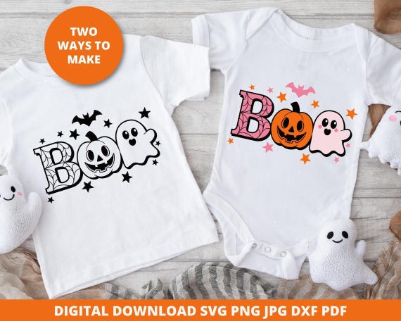 Boo Ghost Halloween SVG, Spooky Design Cricut Silhouette Cut File