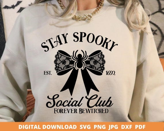 Spooky Season Spider Bow SVG, Halloween Shirt PNG (Digital Download)