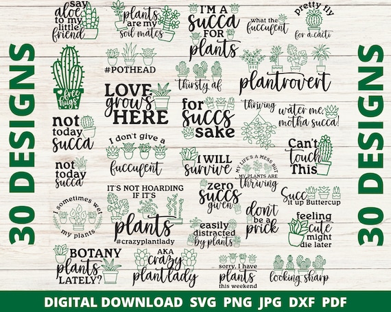 Plant Lover Svg Bundle, Succulent Svg Bundle, Cactus Svg, Plant Puns Svg, Funny Plant Svg, Plant Svg, Houseplant Svg, Gardening Quote Svg