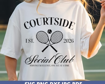 Tennis Mom SVG, Courtside Social Club Design, Cricut Silhouette Cut-bestand
