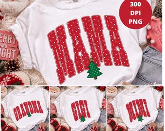 Mama Christmas PNG Bundle, Grandma Polka Dot Holiday Sublimation, Christmas Tree Mom Shirt Designs