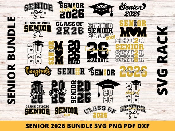 Senior 2026 SVG Bundle, Graduation Shirt Designs (Digital Download)